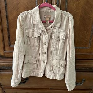Lucky Brand Cream Tan Color Linen Jacket SZ L